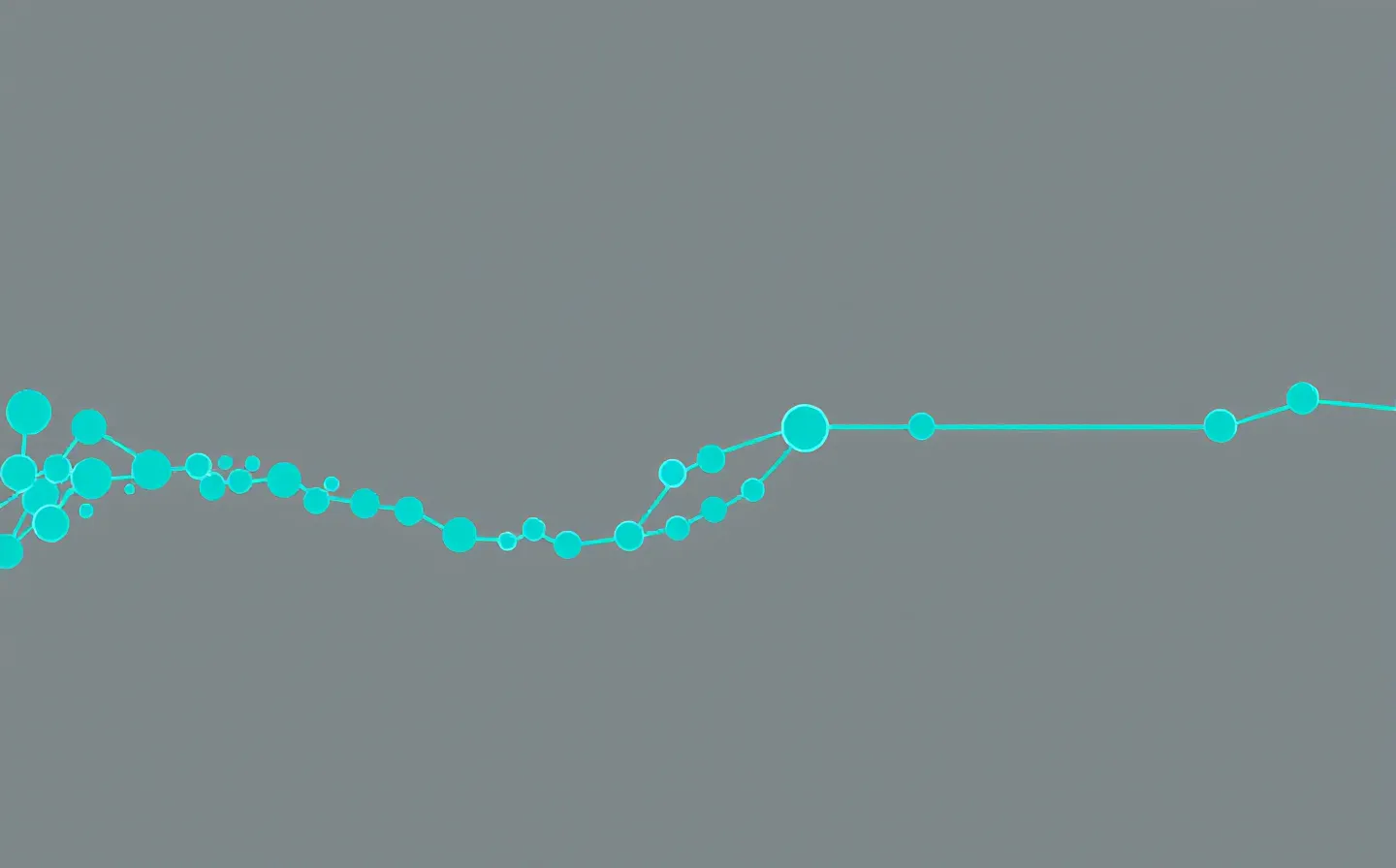 A calm jade-on-obsidian emblem of a twenty-nine-bead peptide chain feeding a deep-teal receptor node with a jade signal-arrow to a downstream node